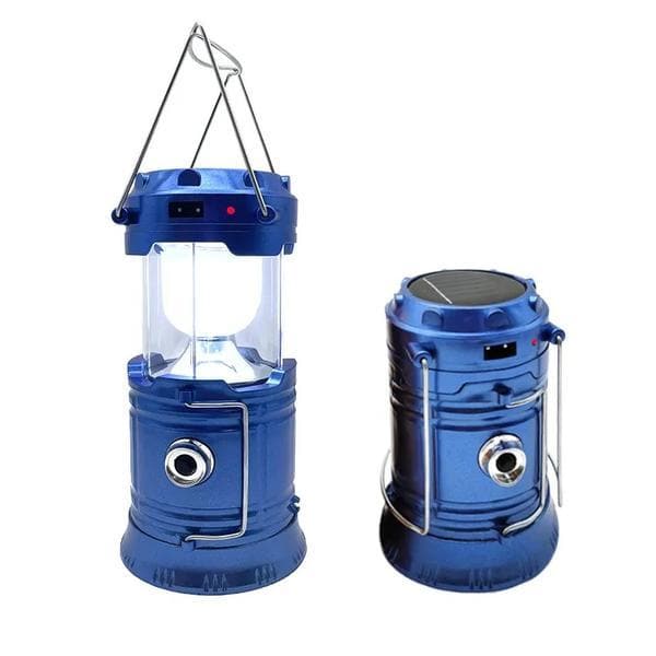 Felinar camping LED, extensibila, incarcare solara si functie incarcare dispozitive USB 13.5×9 cm, TS-35421, albastra